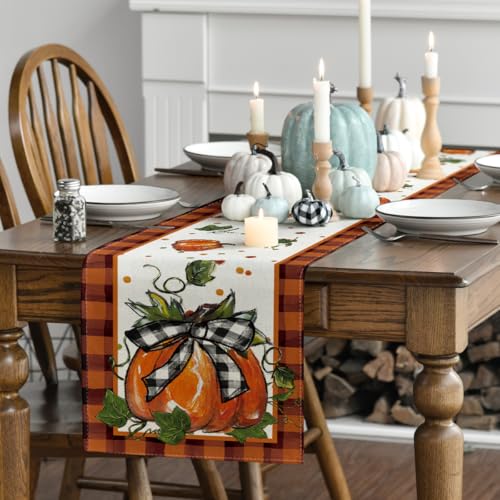 Black & Orange 13x72 Inch Fall Table Runner - Polyester Home Decor