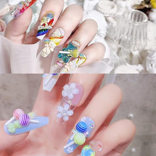 3D Bear Candy Nail Charms - Assorted Color Lollipop Butterfly Nail Art - Variation C1-bear