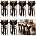 Black Velvet Chair Bow Sashes - Halloween Party Decorations - 6 Pcs (Black / 6 Pcs)