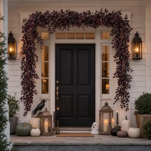 12Ft Fall Garland with Realistic Purple Leaves for Fireplace Mantel Indoor Outdoor Decor - Variation of THIS listing