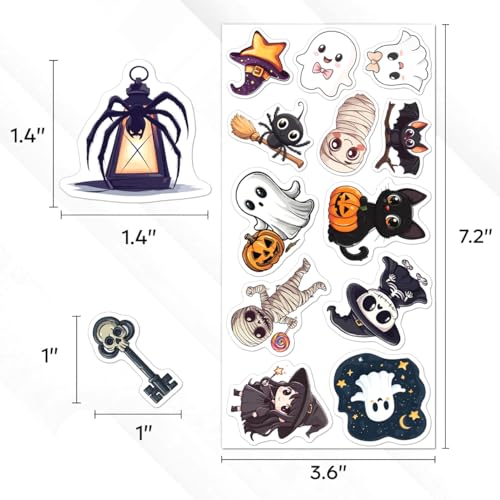Halloween Stickers Pack - 108 Waterproof Vinyl Spooky Decorations - Halloween 32