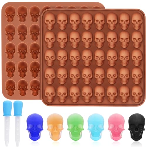 Halloween Skull Silicone Mold - 2 Pack for Candy, Gummies, Chocolate & Decorations - Variation: Skull