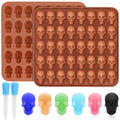 Halloween Skull Silicone Mold - 2 Pack for Candy, Gummies, Chocolate & Decorations - Variation: Skull