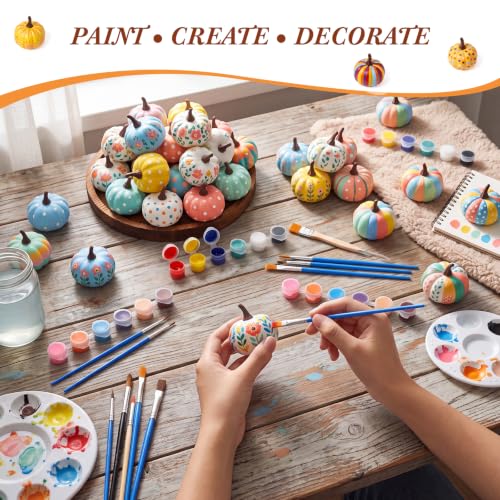 Fall Pumpkin Painting Kit - DIY Art Set with Foam Pumpkins & Paints