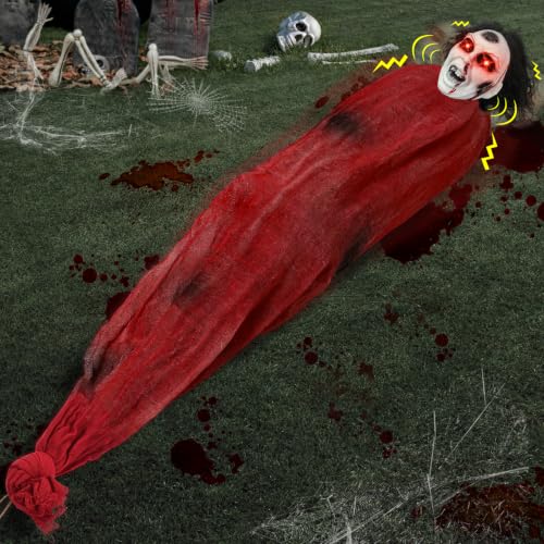 Halloween Outdoor Decorations Lying Girl Ghost Animatronic - Dead Victim Scene, 5.2 ft - Variation: Lying Girl Ghost
