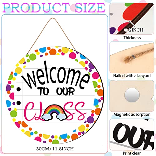 Interchangeable Classroom Welcome Sign with 13 Seasonal Icons - Vintage 14 Variation