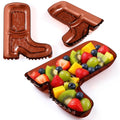 Cowboy Boot Serving Trays - 2 Pack Western Party Food Platters Brown Plastic