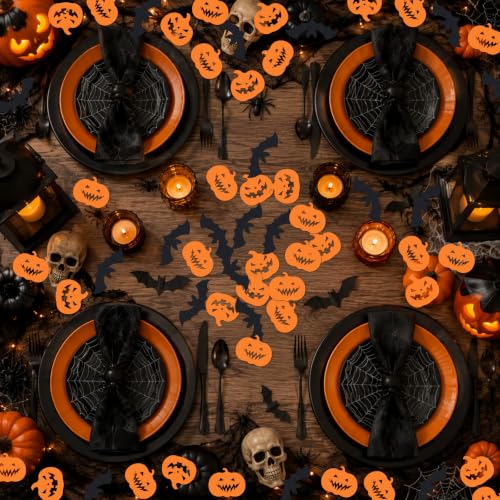 Halloween Confetti Set – Bats & Pumpkins for Table Decor, 120 Pieces
