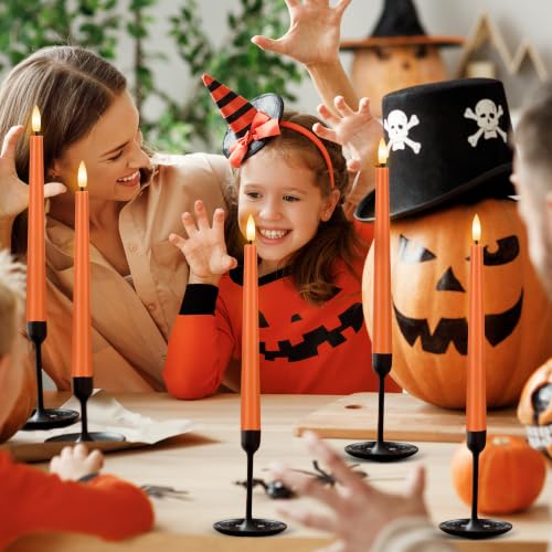 Orange Flameless Taper Candles with Remote Control - Fall Home Decor