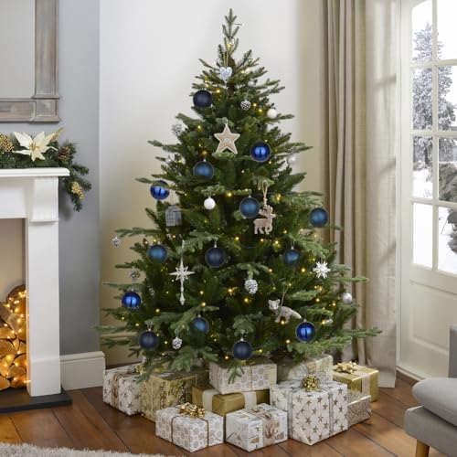Large Shatterproof Christmas Ornaments Balls - 3.94 Inch, Pack of 6, Blue Holiday Decor