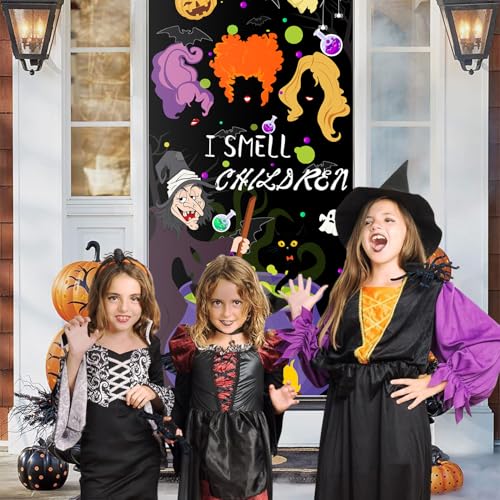 Halloween Door Cover - Large Fabric Witch & Spell Banner for Front Door Decor