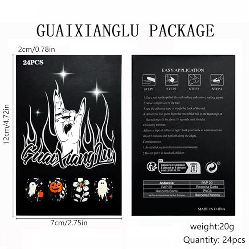 Halloween Press On Nails Short Almond Fake Nails with Ghost Pumpkin Flower Design - Variation 245