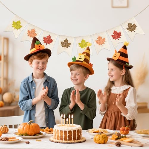 Beige Glitter Maple Leaf Banner - Fall Burlap Garland for Thanksgiving & Harvest