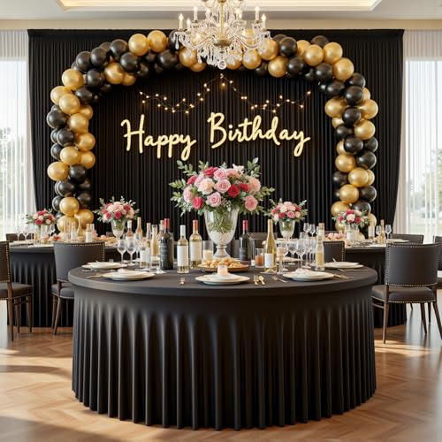 Black Round Tablecloth 72 Inch for Weddings & Events - Stretch & Wrinkle-Free