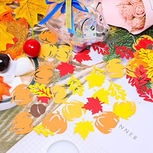Fall Maple Leaf Pumpkin Acorn Confetti Set for Party Decorations - 200 pcs