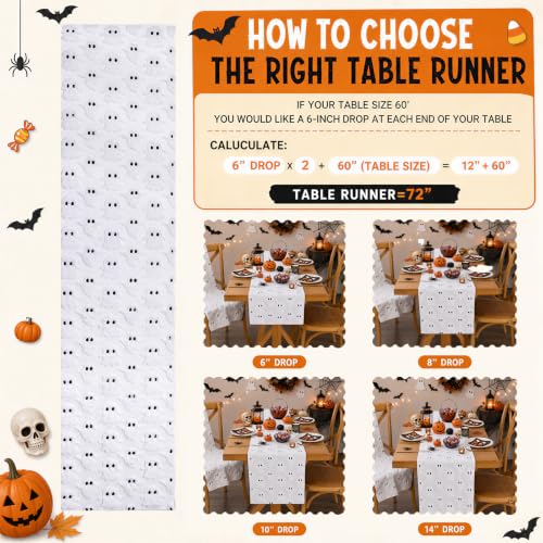 Ghost Table Runner Faux Fur Plush Fabric Halloween Decoration - 13x48 Inch