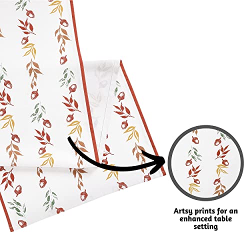 Folkulture Fall Cotton Table Runner 14x90 Inches - Botanique Style
