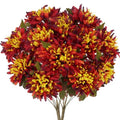 2PCS Fall Artificial Mums for Cemetery & Outdoor Decor - Orange