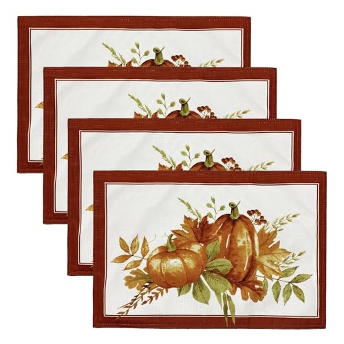 Autumn Pumpkin Grove Fall Placemat Set of 4 - Multicolor, 13x19 Inches