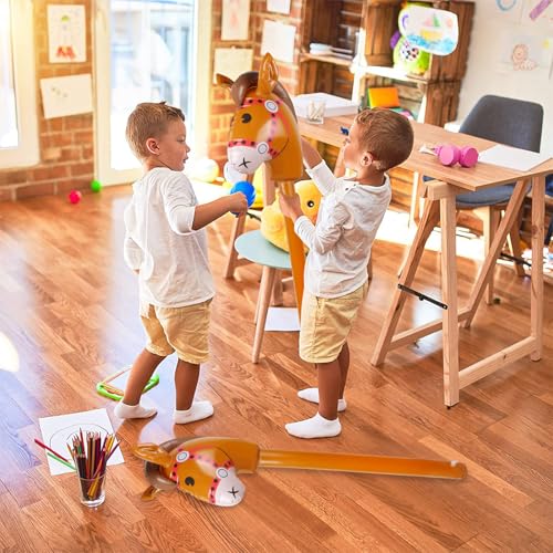 Multicolor Inflatable Stick Horse Set - 12pcs 38-inch Party Horse Props for Cowboy, Pony, Western Themes