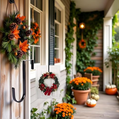 Black Wreath Hanger Carbon Steel 5 Inch Door Hook for Seasonal Decorations