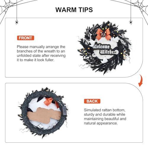 22-Inch Halloween Wreath with 20 LED Lights for Front Door Indoor Outdoor Decor