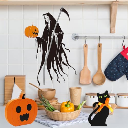 Halloween Wooden Decor Set - Ghost Pumpkin Black Cat Indoor Signs