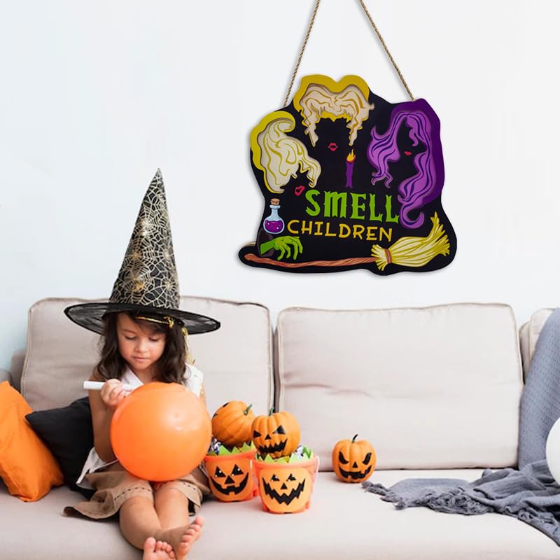 Halloween Door Decorations B - Wooden Pumpkin & Ghost Hanging Sign for Front Door & Wall