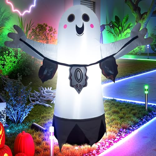 VIKIMORA White Ghost Halloween Inflatable Decor with LED Light - 3.5ft Spooky Yard Decoration