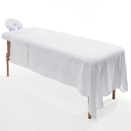 SHINARDO Massage Table Cover Set, Microfiber Material, Pocket-Style Blanket Protector, Fitted Sheet, Face Rest Cover (White)