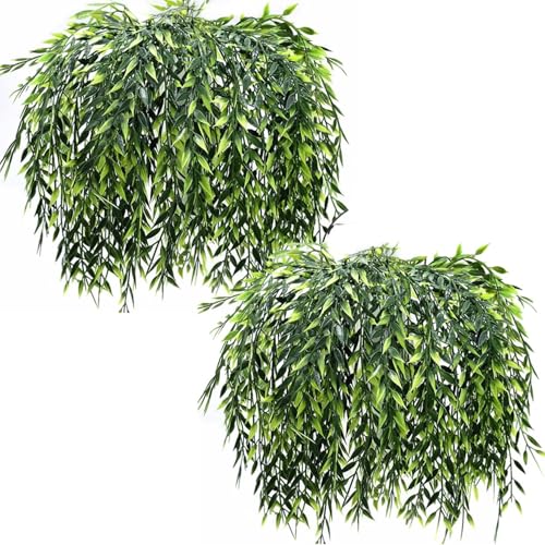 Artificial Weeping Willow Vines - 8 Pcs Faux Hanging Plants for Indoor Outdoor Decor