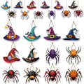 Halloween Hanging Ornaments Set - Witch Hat & Spider Decorations, Double-Sided Indoor Outdoor Decor