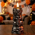 Gothic Skull Halloween Decor with Flickering Flame Effect - Indoor Tabletop Ornament