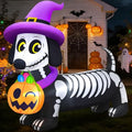 Halloween Inflatable 5FT Skeleton Dachshund Dog Decoration with LED Lights - Spooky Yard Display