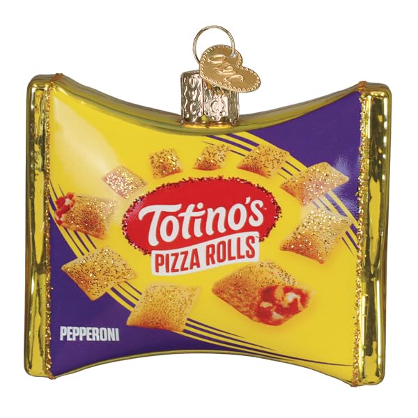 Christmas Tree Ornament - Handcrafted Glass Totino's Pizza Rolls Bag Decor