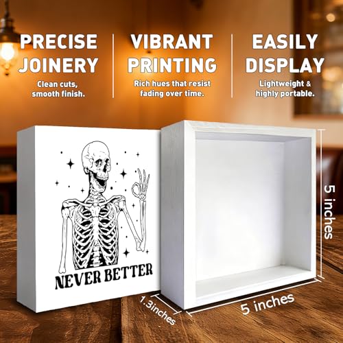 Halloween Skeleton Decor - Wooden Gothic Skeleton Figurine for Home & Office
