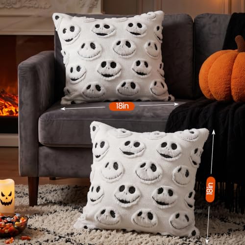 Halloween Throw Pillow Covers 18x18 Inch Night Before Christmas Decor Set