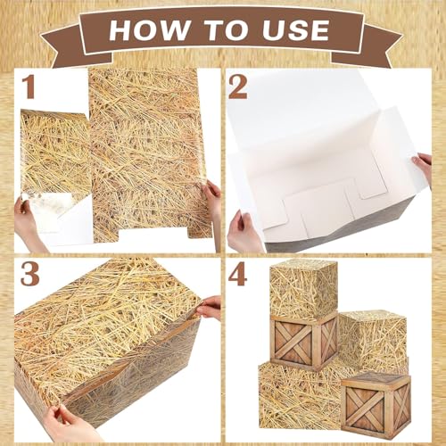 Western Cowboy Party Decorations Set with Hay Bales & Centerpieces - Rustic Farm Theme
