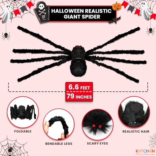 Black 6.5 Ft Foldable Halloween Giant Spider Outdoor Decoration