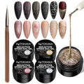Reflective Glitter Spider Gel Nail Art Set - Gold, Silver, Pink, Black