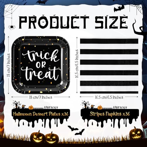 Halloween Paper Plates and Napkins Set Trick or Treat - 36 Count