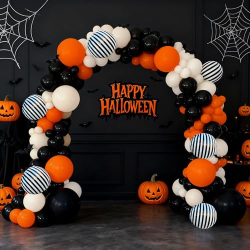 Fall Balloon Garland Arch Kit - 141pcs Orange Black Sand White Decorations - Variation of THIS listing