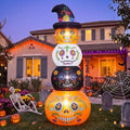 6ft Pumpkin Skull Stack Inflatable Halloween Yard Decor - Day of the Dead Style