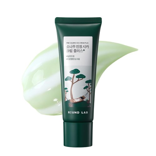 ROUND LAB Pine Cica Calming Cream Plus 60ml – Dual-Texture Soothing Cream for Blemish Care, Acne-Prone Skin Safe, Sebum & Oil Control, Intensive Calming, Strengthens Skin Barrier, Clear & Calm Finish