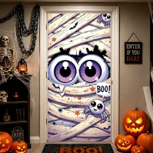Halloween Door Cover with Horror Eyes Design - Haunted House Decor - Variation: Eyes