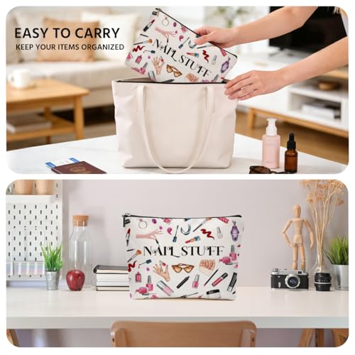 Multicolor Nail Tech Makeup Bag - Travel Organizer Cosmetic Pouch