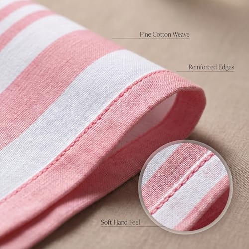 Garnet Red Stripes Cloth Napkins 20x20 inches Set of 12 - Cotton Table Linens
