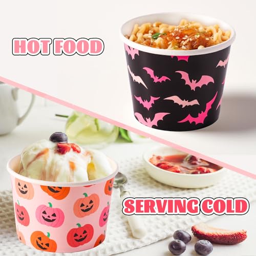 Pink Halloween Snack Cups - 60 Disposable Paper Bowls for Treats & Snacks