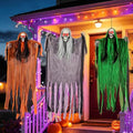 Halloween Hanging Skeleton Ghost Decorations Set with Light Up Red Eyes - Multicolor