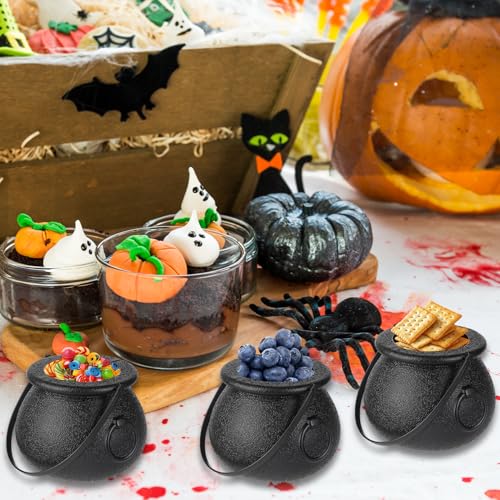 Black Mini Cauldrons with Handle 12pcs Halloween & St. Patrick’s Day Party Favors